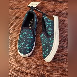 Dinosaur Print Slip-On Sneakers for Kids - Navy